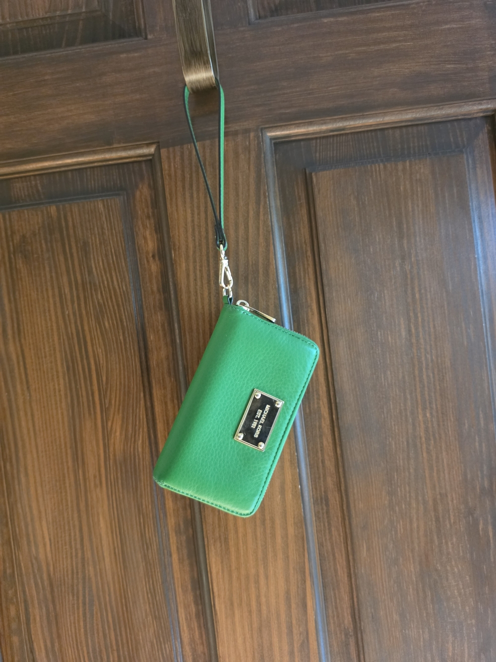 Michael Kors Green Zip Wristlet with Detachable Strap